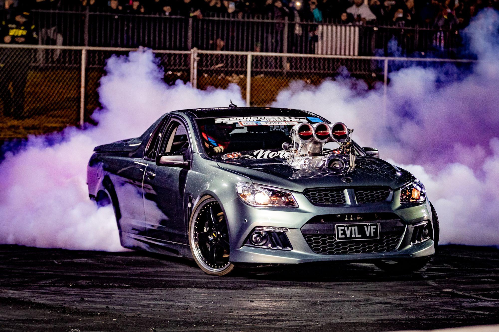 The burnouts at Alice Springs Inland Dragway